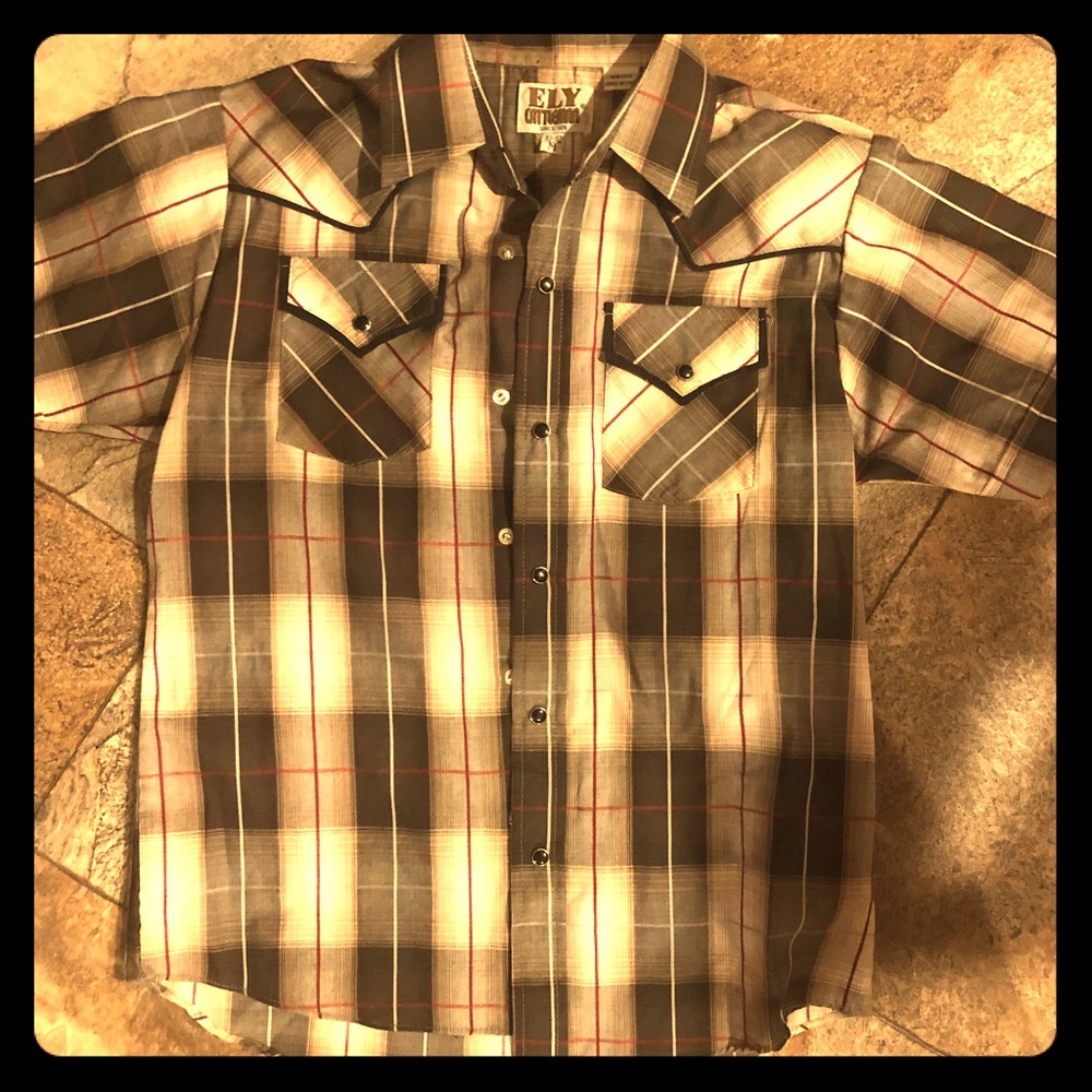 Boys button down dress shirt in plaid